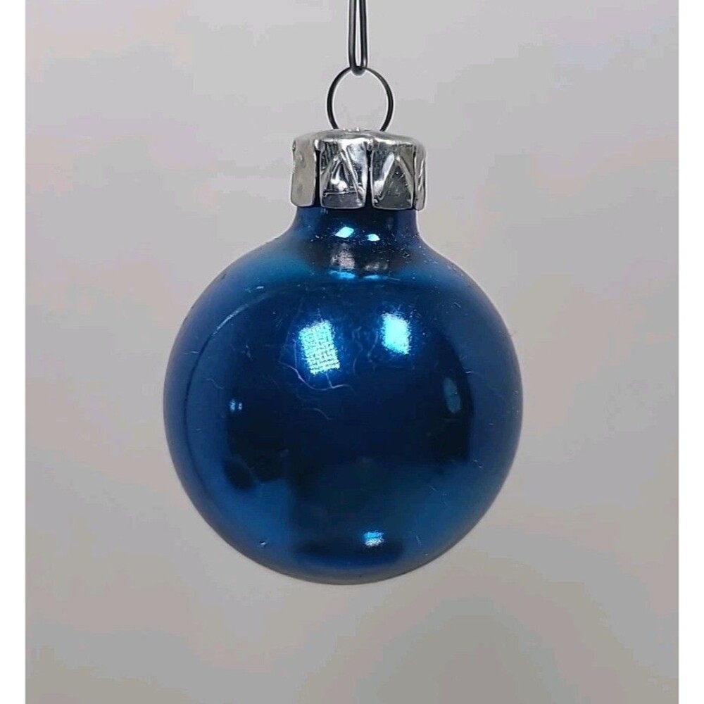 Vintage Solid Blue East Germany Glass Christmas Ornament 1940's